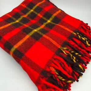 Faux Wool Vintage Faribo Fluff Loomed Plaid Blanket Faribault Minnesota